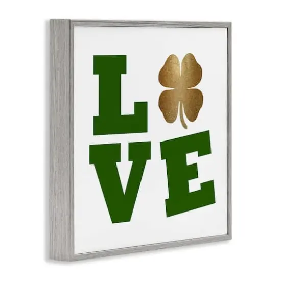 Stupell Industries St Patrick's Day Clover Love Framed Giclee Art Gray {4}