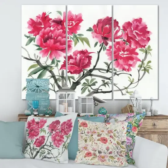 Designart - Vintage Purple Azalea Flower - Traditional Canvas Wall Art Print {3}