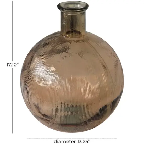 17" Brown Ribbed Spanish Bottle Recycled Glass Vase {10}
