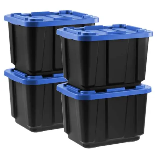 Iris&reg; 12 Gal. Blue Stackable Storage Totes, 4 Ct {1}