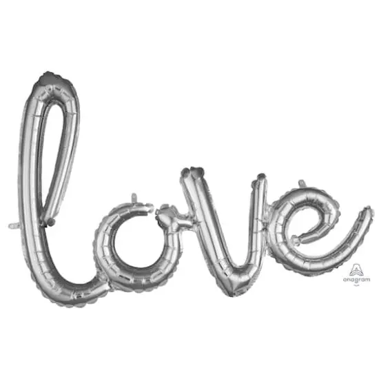 31" x 21" Silver Script Love Shaped Foil Balloon {1}