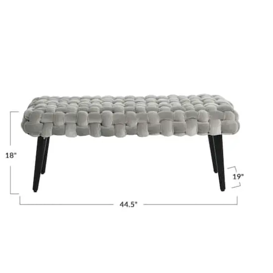 Hello Honey&reg; Modern Boho Gray & Black Chunky Woven Velvet Bench {3}