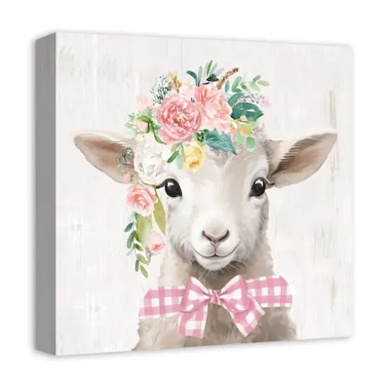 Floral Lamb Canvas Wall Art {3}