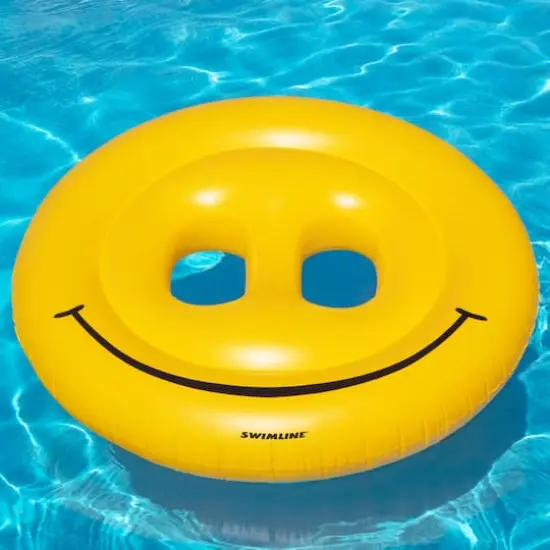 72" Inflatable Yellow Smiley Face 2-Person Raft {4}