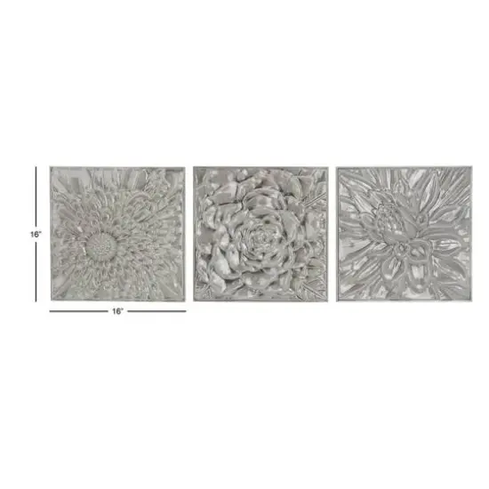 Gray Metal Floral Contemporary Wall D&eacute;cor Set {9}