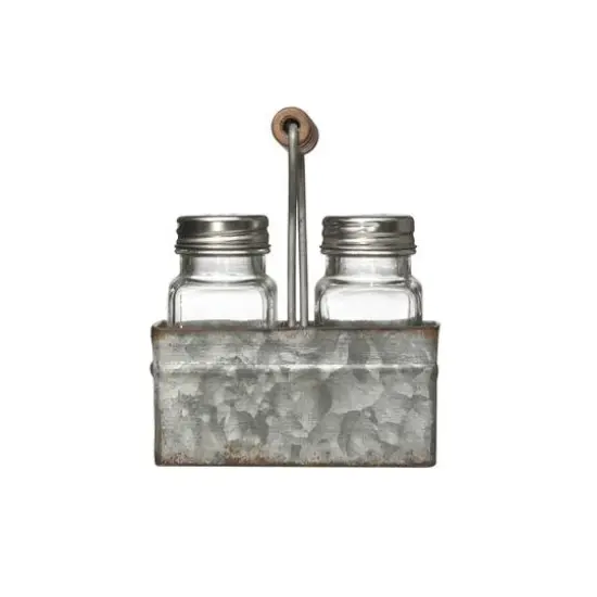 Hello Honey® Glass Salt & Pepper Shaker Set with Metal Caddy {1}