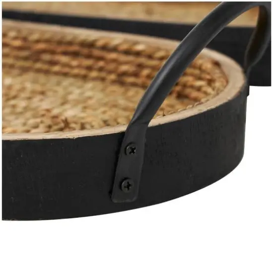 Brown Wooden Coiled Oval Nesting Tray D&eacute;cor Set {6}