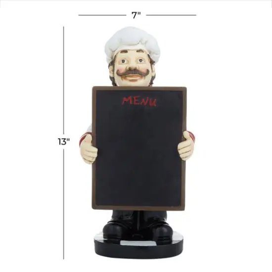 13" Polystone Chef with Black Chalkboard Sign {8}