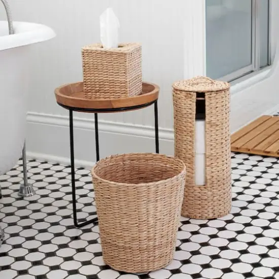Household Essentials Wicker Bathroom Accessories Set Brown {11}