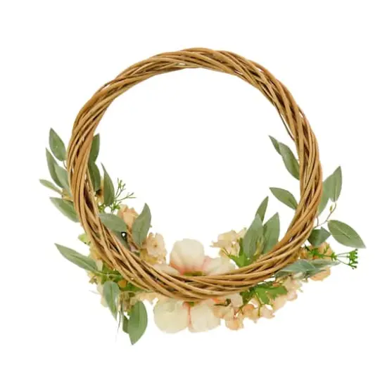 19" Wild Rose & Peony Flowers Hoop Wreath {5}