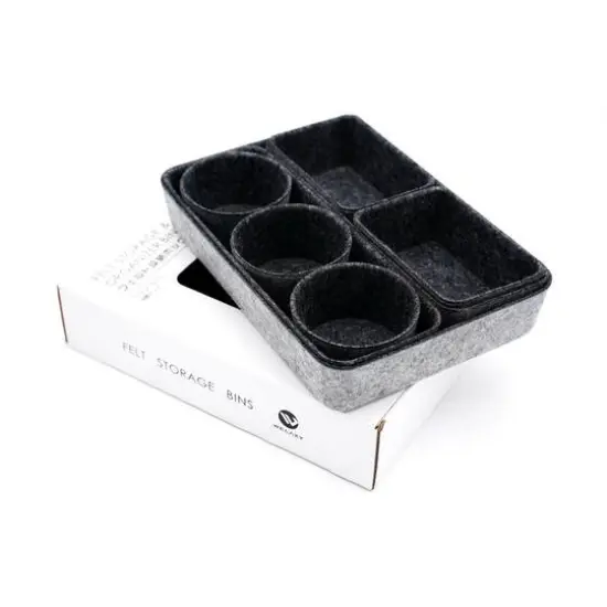 Welaxy 8 Piece Felt Round Cups & Trays Drawer Organizer Set Charcoal {9}