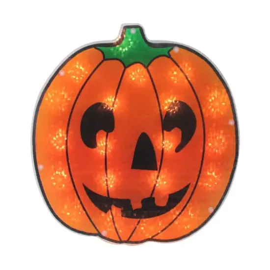 13" Orange Lighted Jack O' Lantern Halloween Window D&eacute;cor {1}