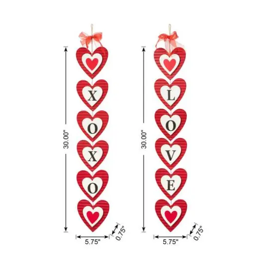 Glitzhome® 30" Set of 2 Valentine's Wooden Heart Door Hanger {8}