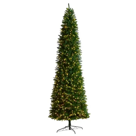 11ft. Pre-Lit Slim Green Mountain Pine Artificial Christmas Tree, Clear LED Lights {1}