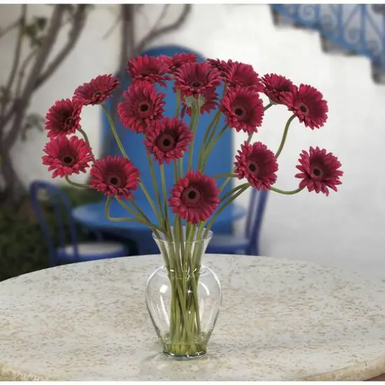 21" Gerbera Daisy Liquid Illusion Silk Flower Arrangement Red {3}