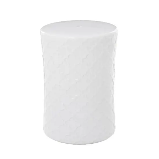 White Ceramic Contemporary Accent Table, 19" x 13" x 13" {3}