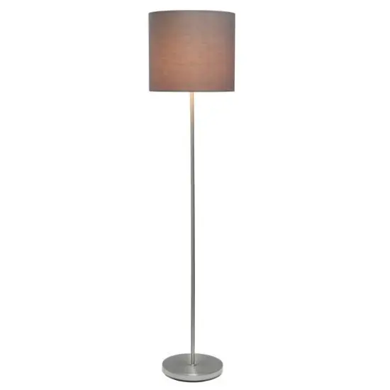 Simple Designs 57" Brushed Nickel Drum Shade Floor Lamp Brushed Nickel and Gray {3}