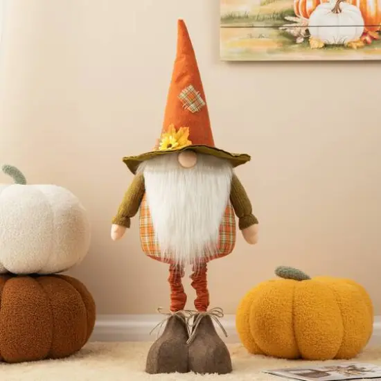 Glitzhome&reg; Telescoped Fabric Fall Gnome Standing D&eacute;cor {12}