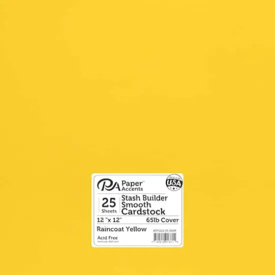 PA Paper&trade; Accents 12" x 12" Raincoat Yellow 65lb. Stash Builder Cardstock, 25 Sheets {1}