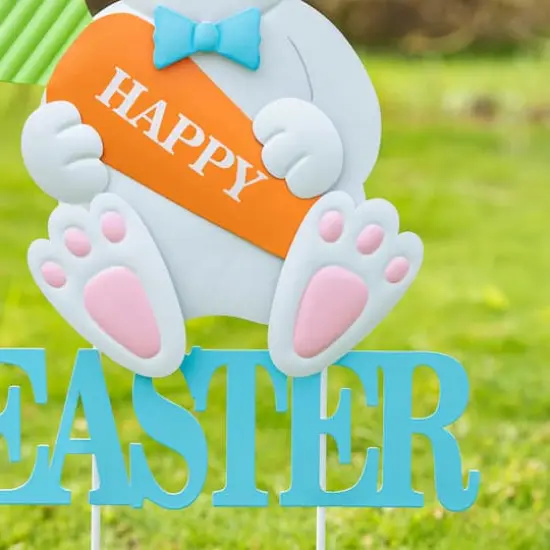 Glitzhome&reg; 30" Easter Metal Bunny Yard Stake {5}