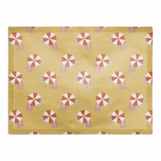 Umbrella Pattern Cotton Twill Placemat Yellow and Red {1}