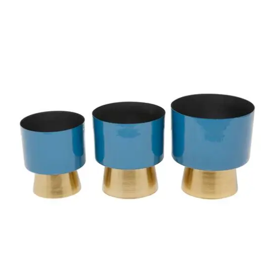 Blue Modern Planter, Set of 3" 10", 11", 9" {7}