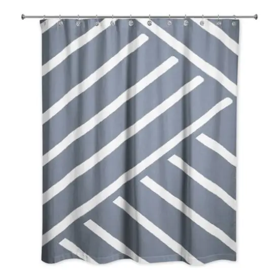 Herringbone Shower Curtain Slate {3}