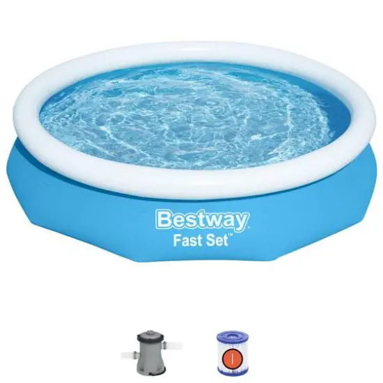 Bestway Fast Set 10ft. Wide Round Inflatable Pool Set {5}