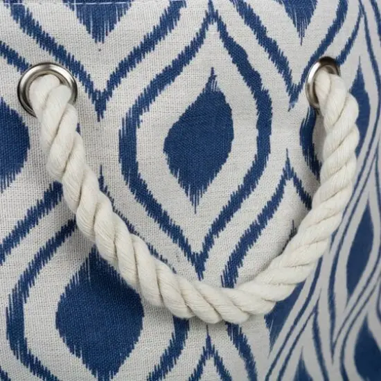 DII&reg; 15" Round Ikat Fabric Bin French Blue {6}