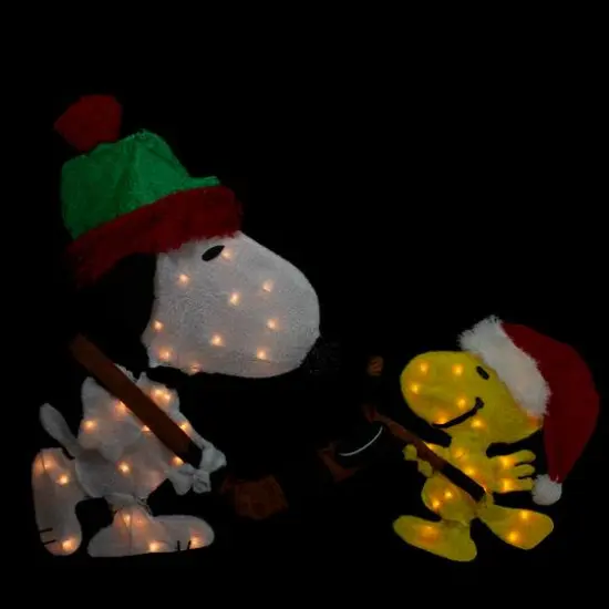 28" Lighted Snoopy & Woodstock Play Hockey Outdoor Christmas Yard Decoration {3}
