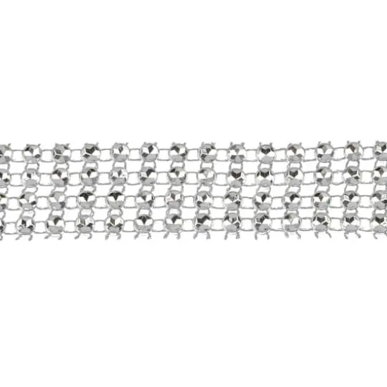 1.29" Silver Round Rhinestone Mesh Trim by Celebrate It&reg; Fashion Mode {1}
