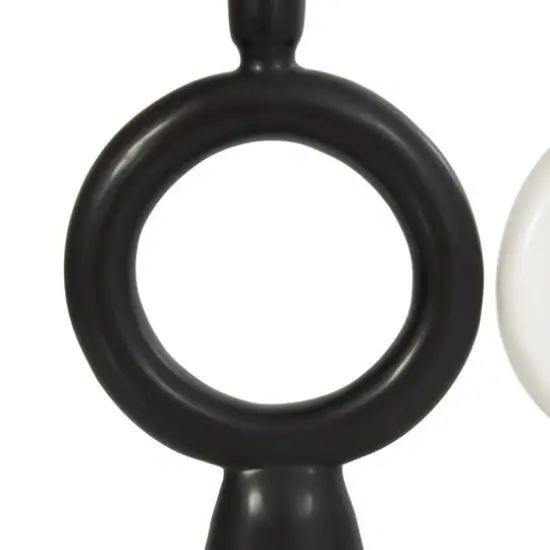 CosmoLiving by Cosmopolitan 12" Black & White Ceramic Geometric Ring Taper Candle Holder Set {8}