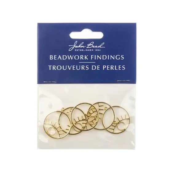 John Bead Beadwork Findings Gold Circle with Eye Pendant, 5ct. {4}