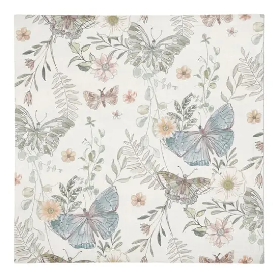 Butterflies Cotton Twill Napkin White {1}