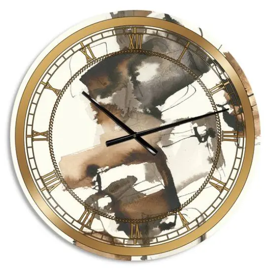 Designart 'Gold Glam Squares Ii Glam Wall Clock {1}