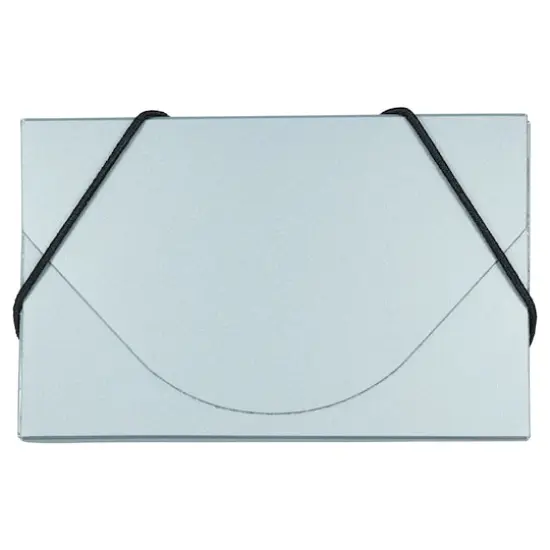 JAM Paper Plastic Business Card Holder Case Silver Metallic {1}