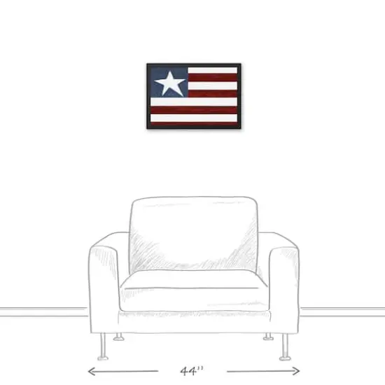 Primitive American Flag Black Framed Canvas {5}