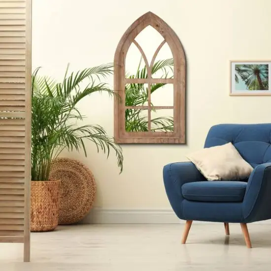 Glitzhome&reg; 40" Gothic Window Frame Wall Mirror {3}