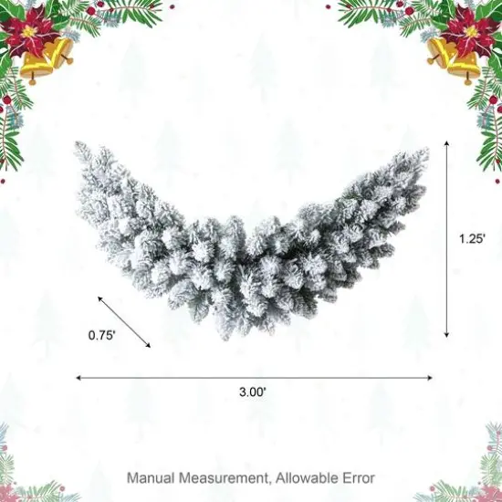 Glitzhome&reg; 36" Pre-Lit Snow Flocked Christmas Swag with LED Lights {9}