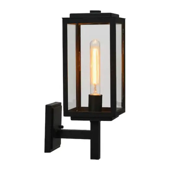 Hello Honey&reg; Robert Stevenson Lighting Addison 17" Textured Black Metal & Glass Outdoor Light {3}