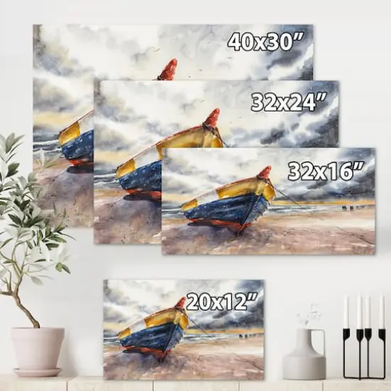 Designart - Wooden Boat On The Baltic Shores - Nautical & Coastal Canvas Wall Art Print {6}