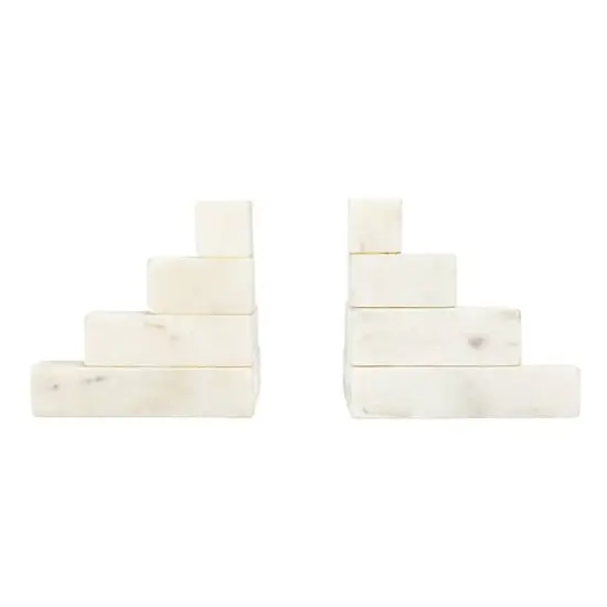 Hello Honey&reg; 5" White Decorative Marble Stairstep Bookends Set {7}