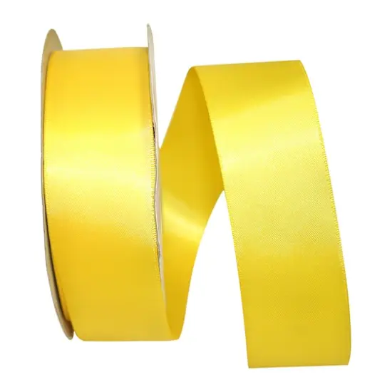 JAM Paper 1.5"x 50yd. Double Face Satin Ribbon Yellow {1}