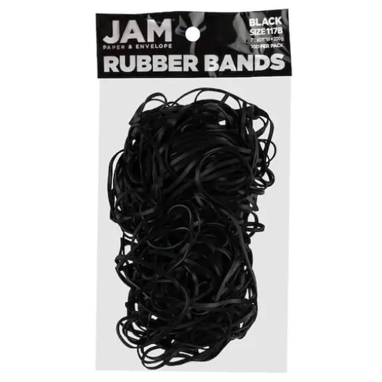 JAM Paper Size 117B Black Rubber Bands, 100ct. {1}