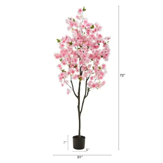 6ft. Potted Pink Cherry Blossom Artificial Tree {3}