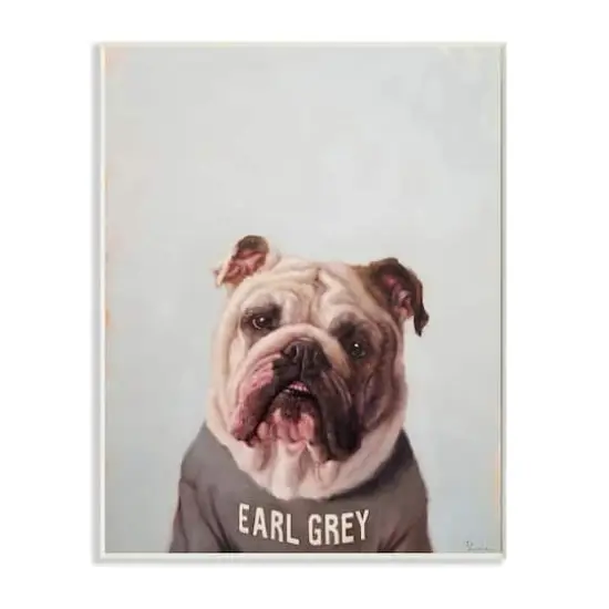 Stupell Industries English Bulldog in Earl Grey Tea Shirt Wall Plaque {1}