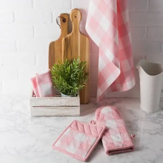 DII&reg; Pink Buffalo Check Dishtowels, 3ct. {9}
