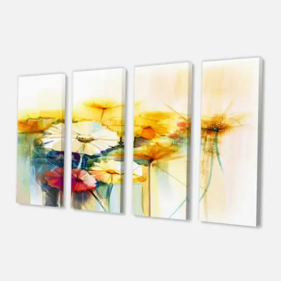 Designart - Bunch of White Yellow Flowers - Large Floral Canvas Art Print {4}