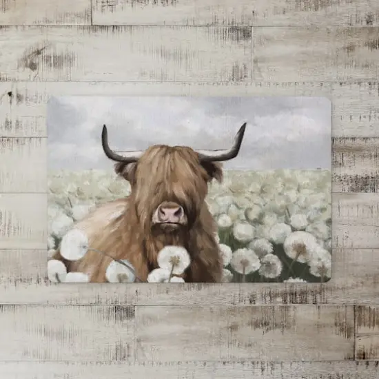 18" x 27" Highland Cow Dandelion Field Floor Mat {3}