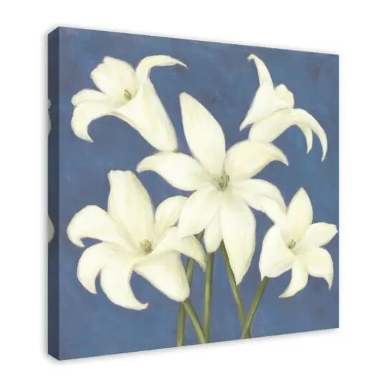 Lilies on Blue Canvas Wall Art {3}